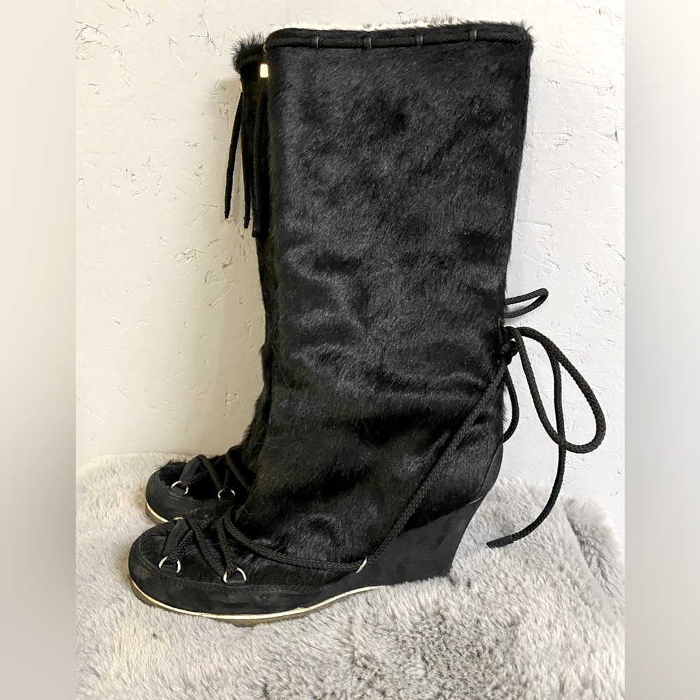 Rare vintage wedge seal fur boots
